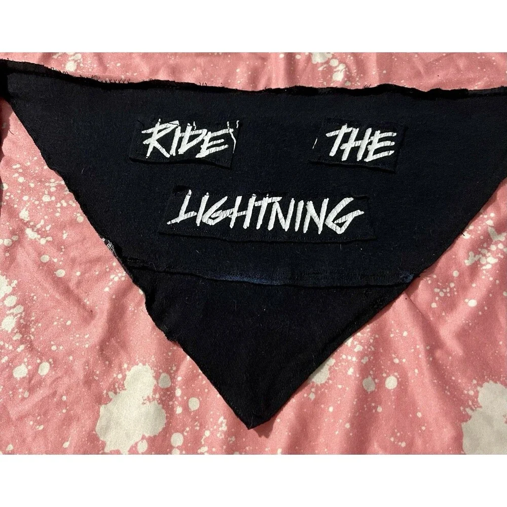 Ride The Lightning Metallica Upcycled Dog Bandana Size Medium Adjustable
